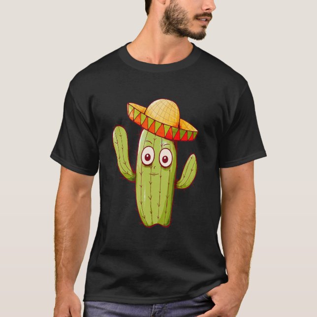 Camiseta Cute Cactus Con Gorra Mexicano (Anverso)