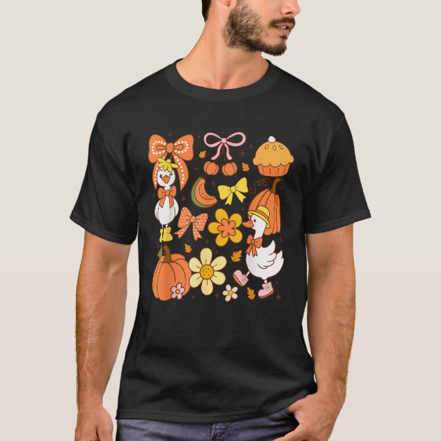 Camiseta Cute Cae Coquette Goose Calabaza Estética De Pie Q (Anverso)
