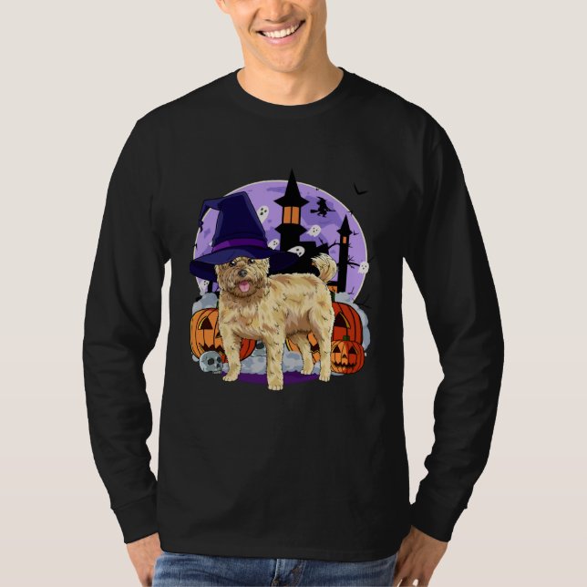 Camiseta Cute Cairn Terrier Halloween Witch Pumpkin (Anverso)