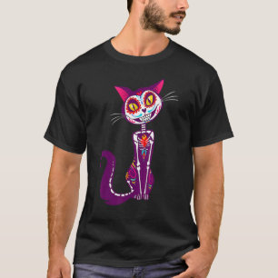 Camiseta Cute Calavera Azucarada Gato Mexicano Halloween di