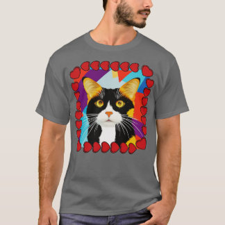 Camiseta Cute Calico Cat Art con marco cardíaco