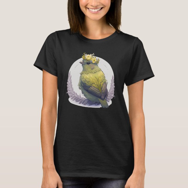 Camiseta Cute Canary Bird Flower Crown Pet Birds (Anverso)