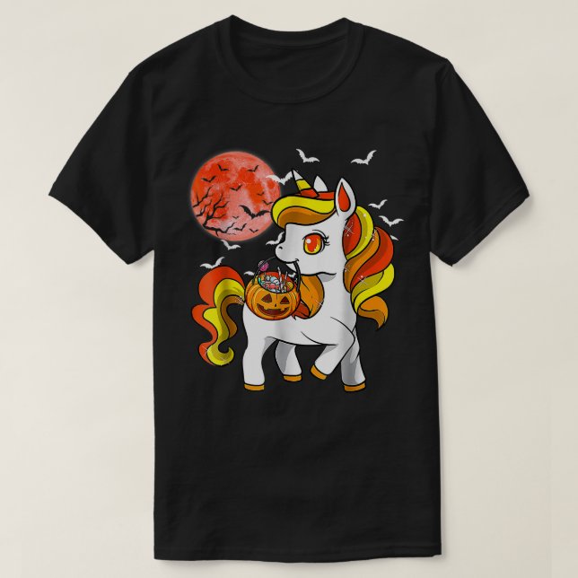Camiseta Cute Candy Corn Unicorn Halloween464 (Diseño del anverso)