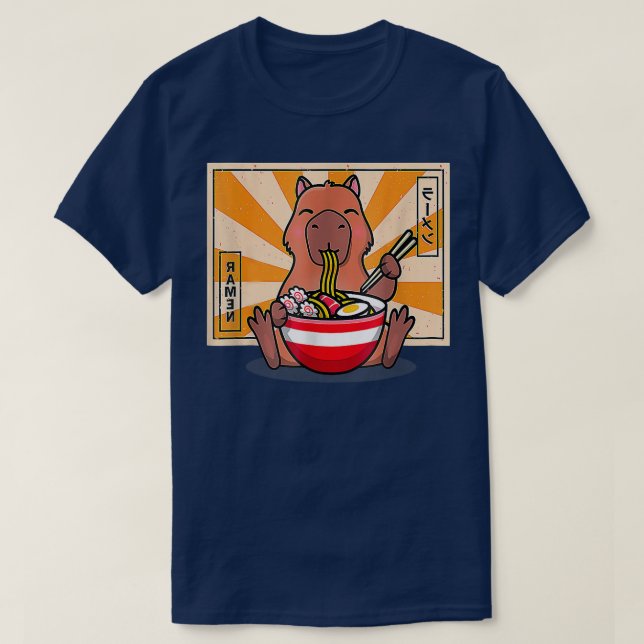 Camiseta Cute capibara comiendo Ramen Divertido Anime Manga (Diseño del anverso)