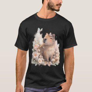 Camiseta Cute Capybara Among Blooming Flowers