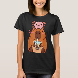 Camiseta Cute Capybara bebiendo Boba Tea Kawaii Axolotl