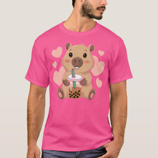Camiseta Cute Capybara Boba burbuja de té Rodent mujeres y