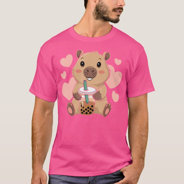 Camiseta Cute Capybara Boba burbuja de té Rodent mujeres y  (Anverso)