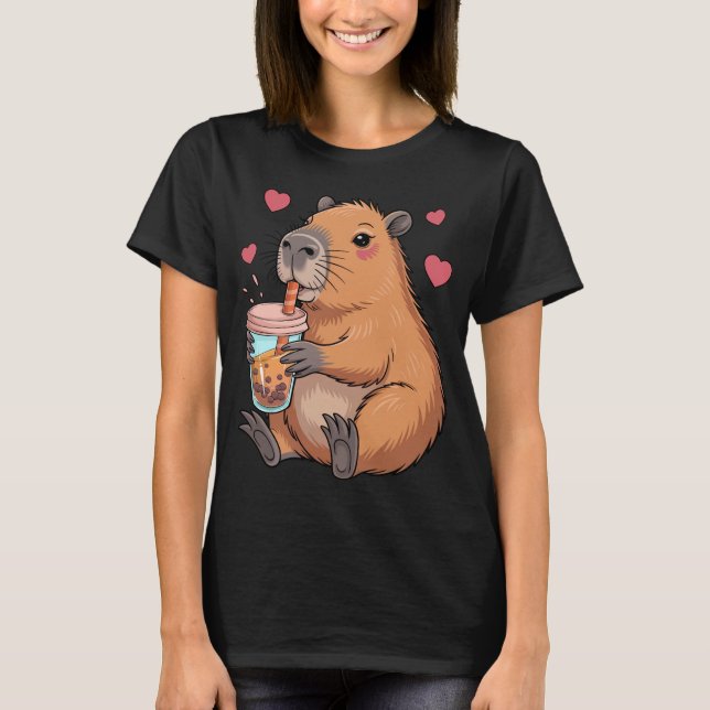 Camiseta Cute Capybara Boba Tea Bubble (Anverso)