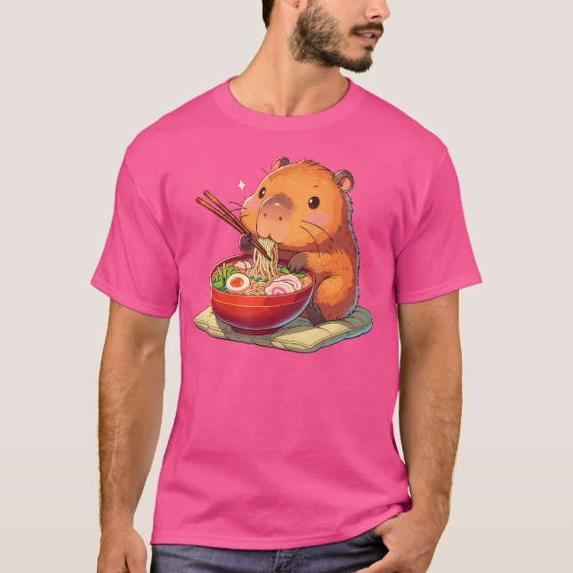 Camiseta Cute Capybara come fideos Ramen Capybara Ramen (Anverso)