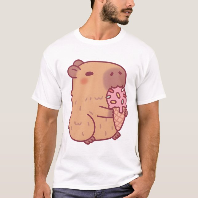 Camiseta Cute Capybara Comer Helado (Anverso)