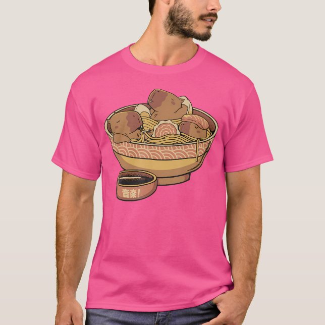 Camiseta Cute Capybara Comiendo Ramen Divertido animal Anim (Anverso)