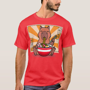 Camiseta Cute Capybara Comiendo Ramen Divertido animal Anim