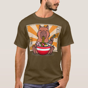 Camiseta Cute Capybara Comiendo Ramen Divertido animal Anim