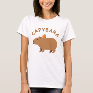 Camiseta Cute Capybara Con Naranja En La Cabeza Meme Minima