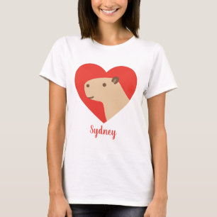 Camiseta Cute Capybara Corazón De Amor Minimalista Animal