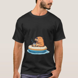Camiseta Cute Capybara en el flotador de la piscina bebiend