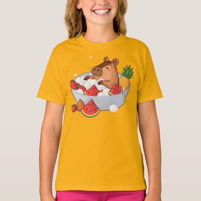 Camiseta Cute Capybara Fruit Bath Spa Day Kawaii Animal Ill (Anverso)