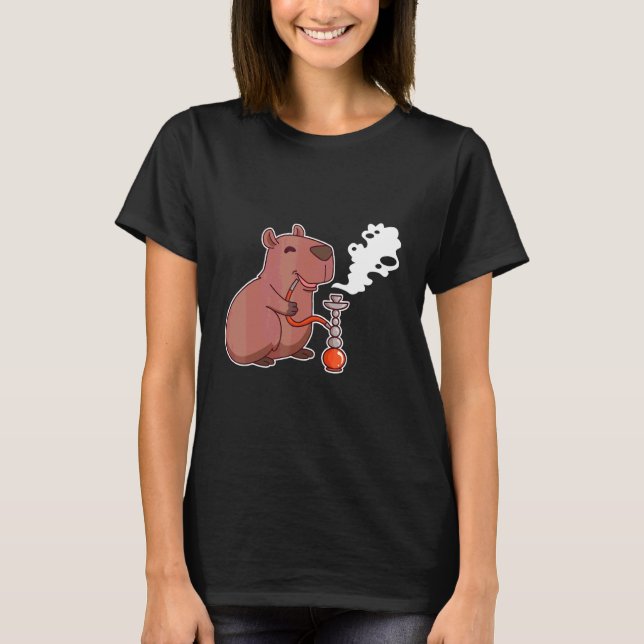 Camiseta Cute Capybara Fumando Narguile   Shisha (Anverso)