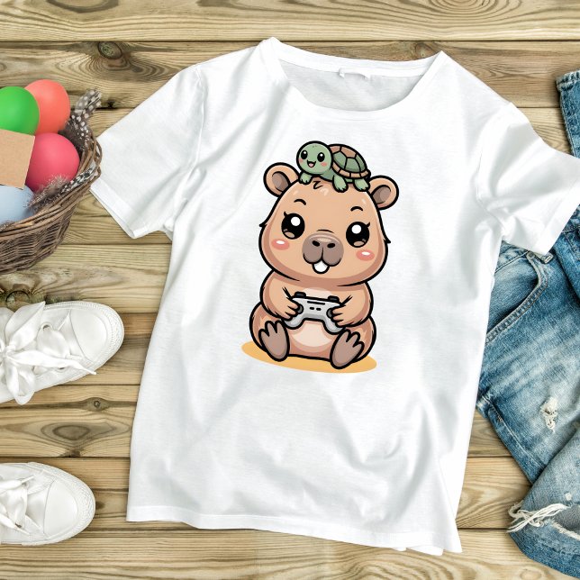 Camiseta Cute Capybara Gamer Anime Turtle Kawaii Gaming  (Subido por el creador)