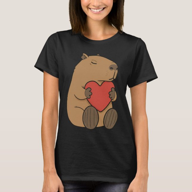 Camiseta Cute Capybara Hugging Heart Valentine (Anverso)