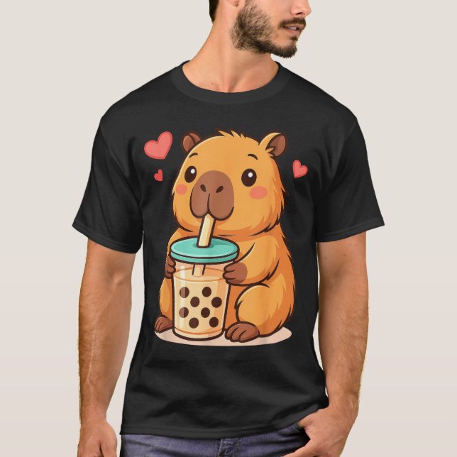 Camiseta Cute Capybara Kawaii Anime Drinking Bubble Tea Lov (Anverso)