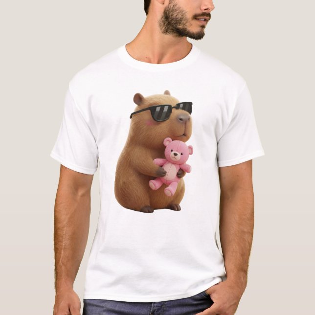 Camiseta Cute Capybara Pink Teddy Bear Valentine Shirt (Anverso)