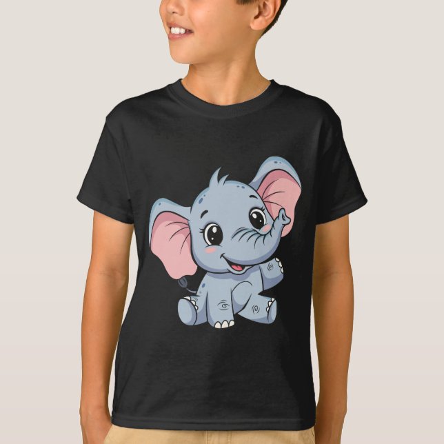 Camiseta Cute Cartoon Baby Elephant Kids T-Shirt (Anverso)