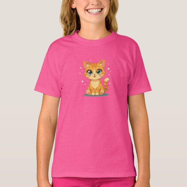 Camiseta **Cute Cartoon Cat – Adorable Kitty Illustration** (Anverso)