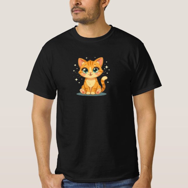 Camiseta **Cute Cartoon Cat – Adorable Kitty Illustration** (Anverso)