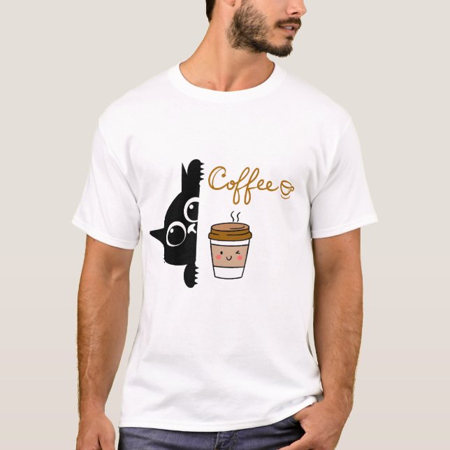 Camiseta Cute Cartoon Coffee Design – T-Shirt for Coffee Lo (Anverso)