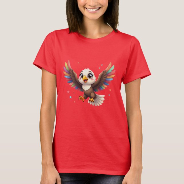 Camiseta Cute Cartoon Eagle Flying – Friendly Vector Art (Anverso)