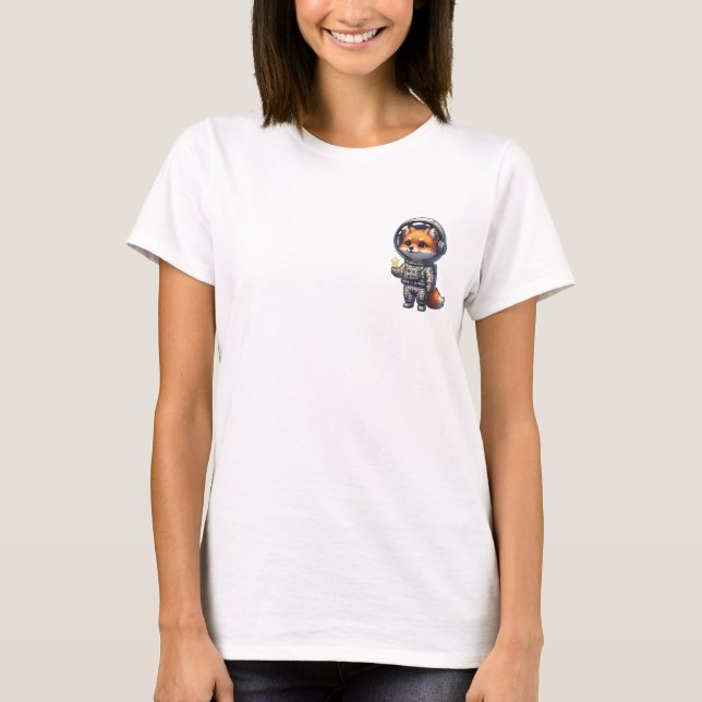 Camiseta Cute Cartoon Fox Astronaut Wearing Space Suit (Anverso)