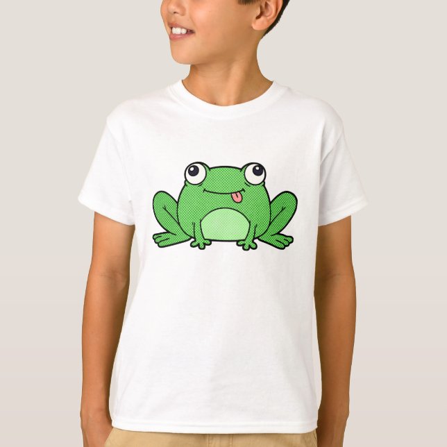 Camiseta Cute Cartoon Green Frog Kids T-Shirt (Anverso)