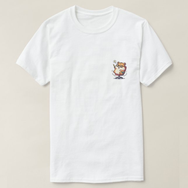Camiseta Cute Cartoon Hamster Spinning in Office Chair with (Diseño del anverso)