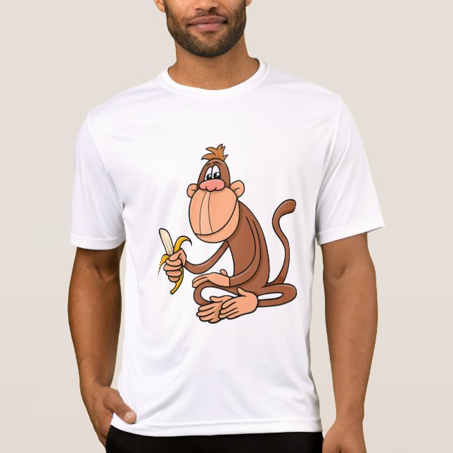 Camiseta Cute Cartoon Monkey with Banana Funny Animal (Anverso)