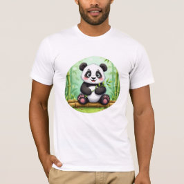 Camiseta Cute Cartoon Panda en Parche de Bambú