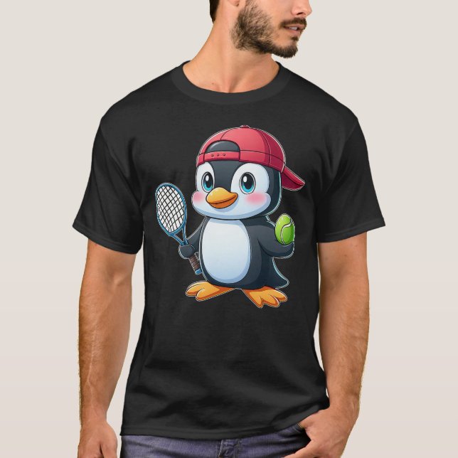 Camiseta Cute Cartoon Penguin Tennis Player (Anverso)