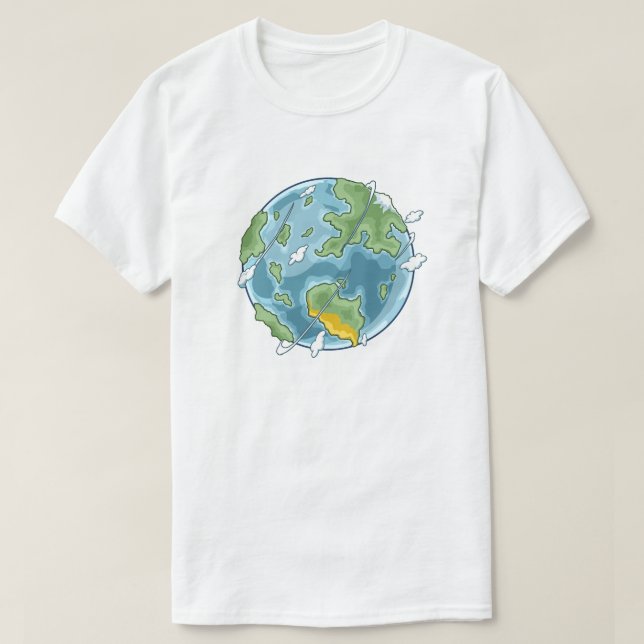 Camiseta Cute Cartoon Planet Earth Eco-Friendly Illustratio (Diseño del anverso)