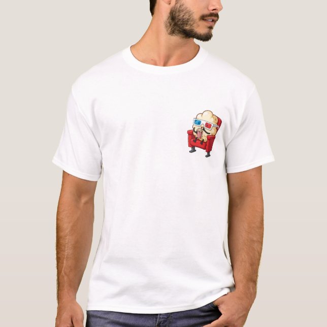 Camiseta Cute Cartoon Popcorn Character Watching Movie (Anverso)