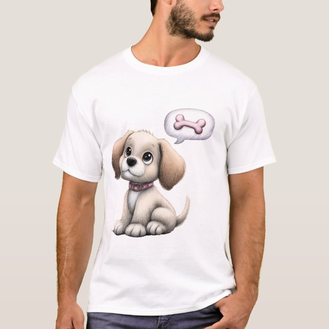 Camiseta Cute Cartoon Puppy with Bone (Anverso)