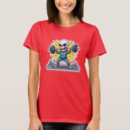 Camiseta “Cute Cartoon Skeleton Weightlifter • Funny Gym Ba