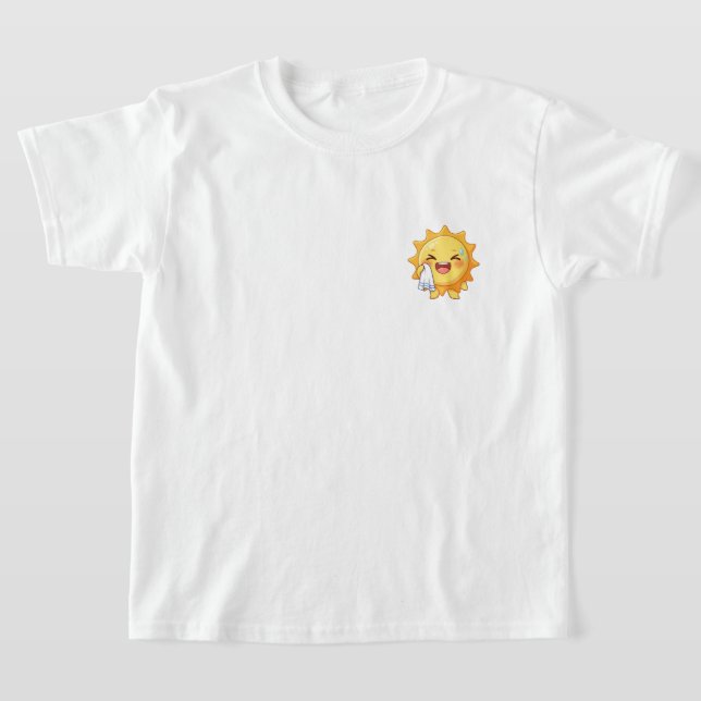 Camiseta Cute Cartoon Sun Character Wiping Sweat (Distribución)