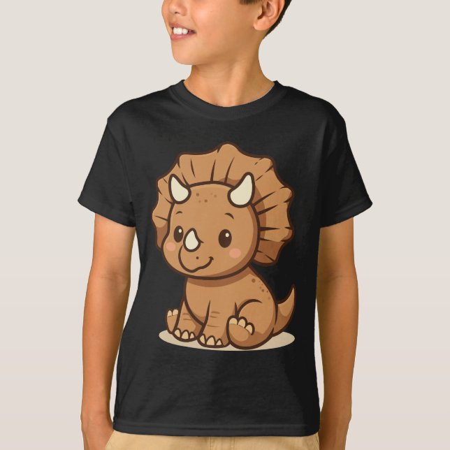 Camiseta Cute Cartoon Triceratops Kids' T-Shirt  (Anverso)