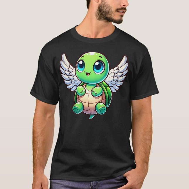 Camiseta Cute Cartoon Turtle Angel with Wings (Anverso)