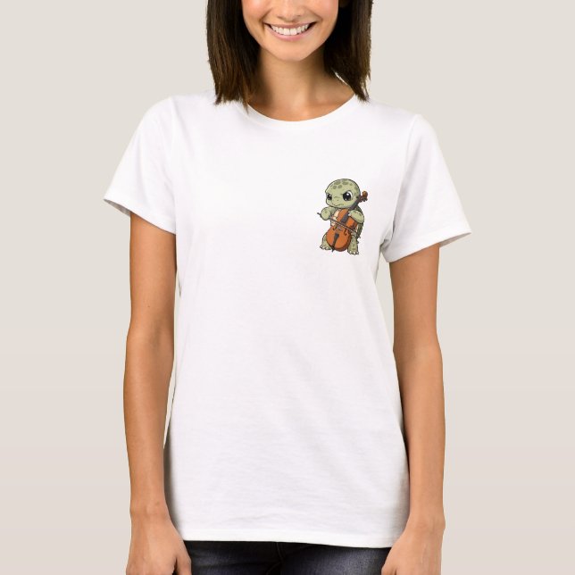 Camiseta Cute Cartoon Turtle Playing Cello (Anverso)