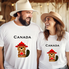 Camiseta Cute castor de Canadá con color claro de hoja de a