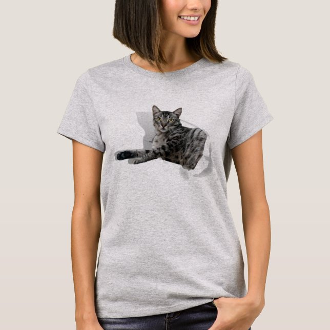 Camiseta Cute Cat 3D Ilusión divertida gráfica popular (Anverso)