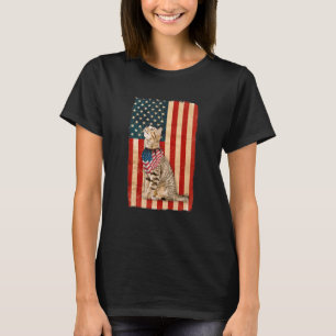 Camiseta Cute Cat 4 De Julio Vint Patriótico Estadounidense