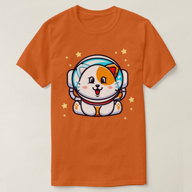 Camiseta Cute Cat Astronauta Space Kawaii Chibi Kitten Masc (Diseño del anverso)
